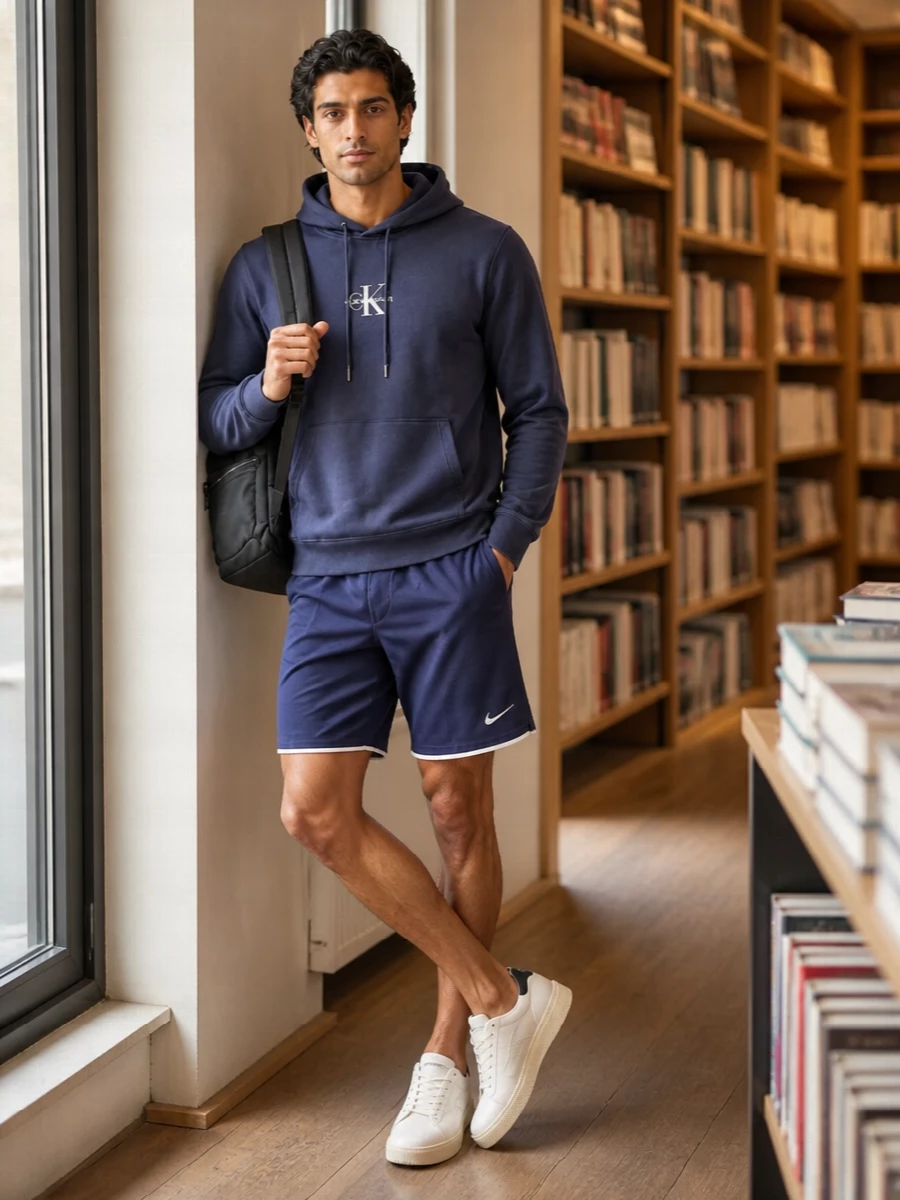 Calvin klein navy hoodie nike shorts sneakers
