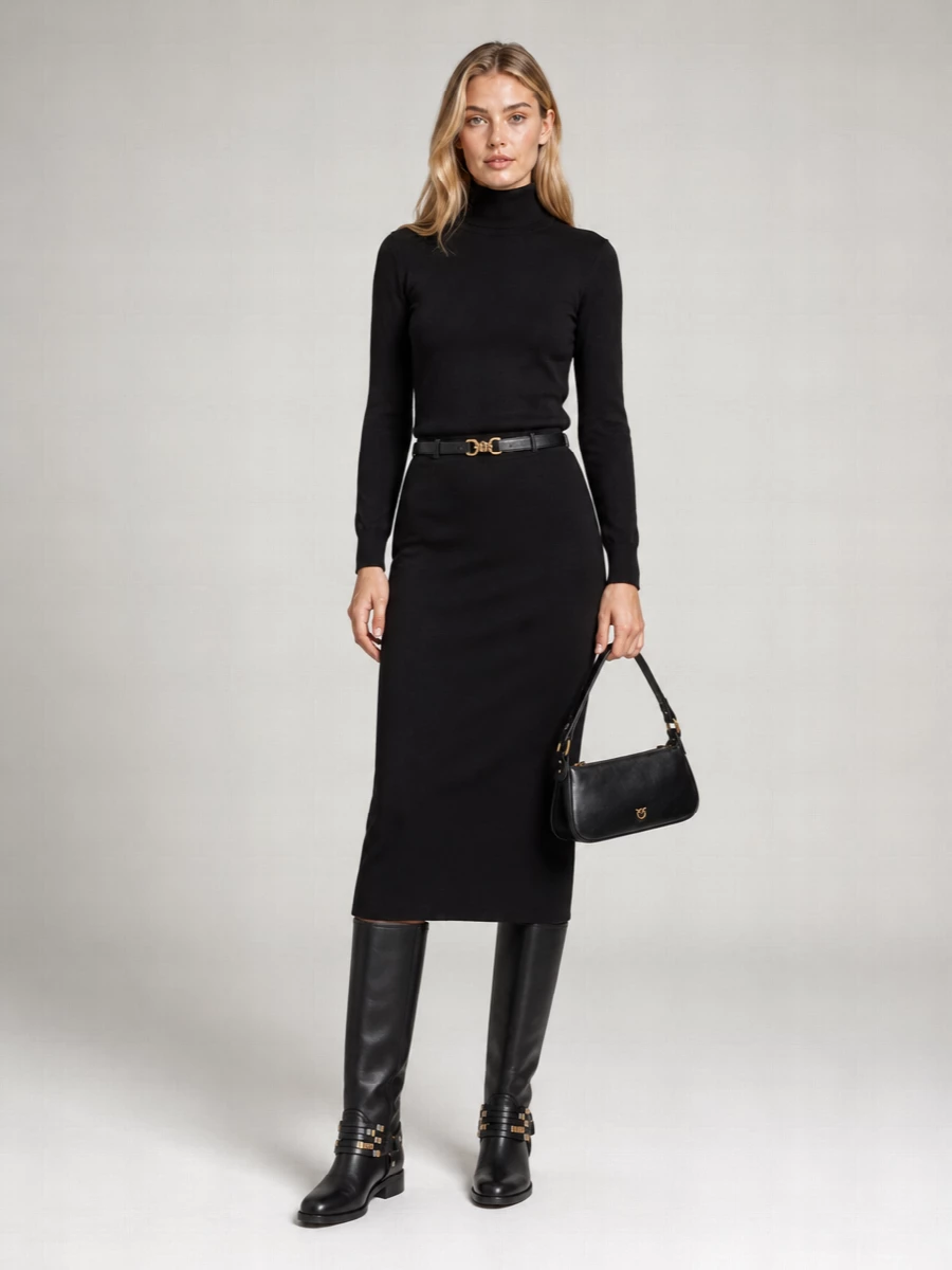 Pinko Ribbed Knit Fitted Skirt