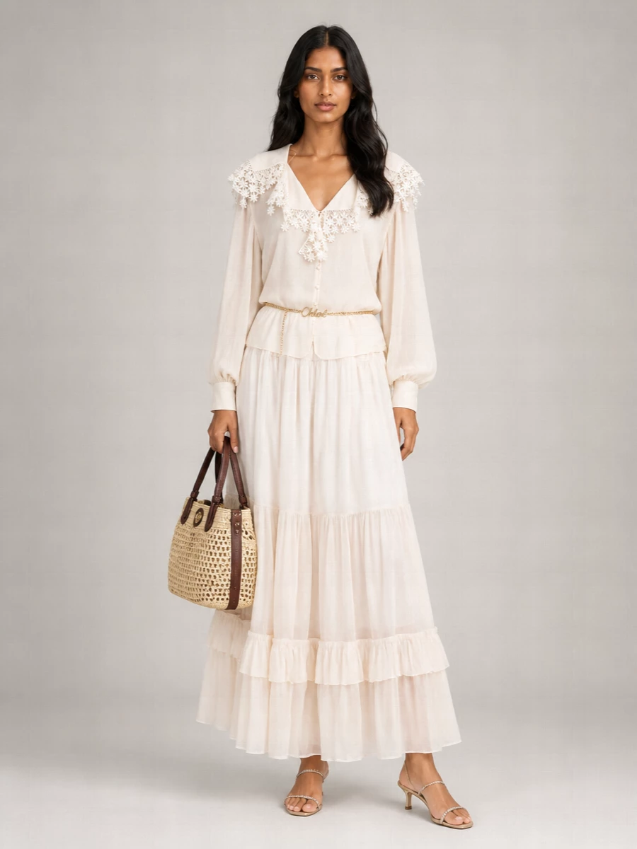 Chloé Silk Midi Skirt