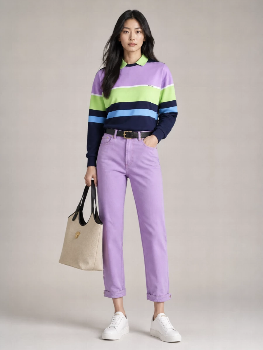 Versace Striped Long-Sleeve Mini Dress