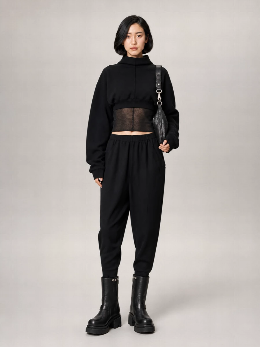 Rick Owens Ribbed Cropped Hoodie