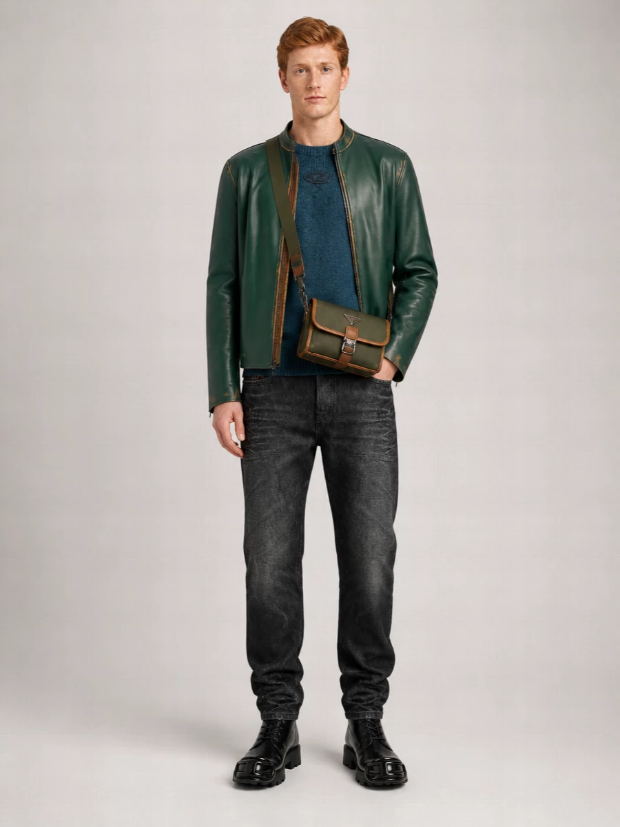 Diesel lamb leather biker jacket