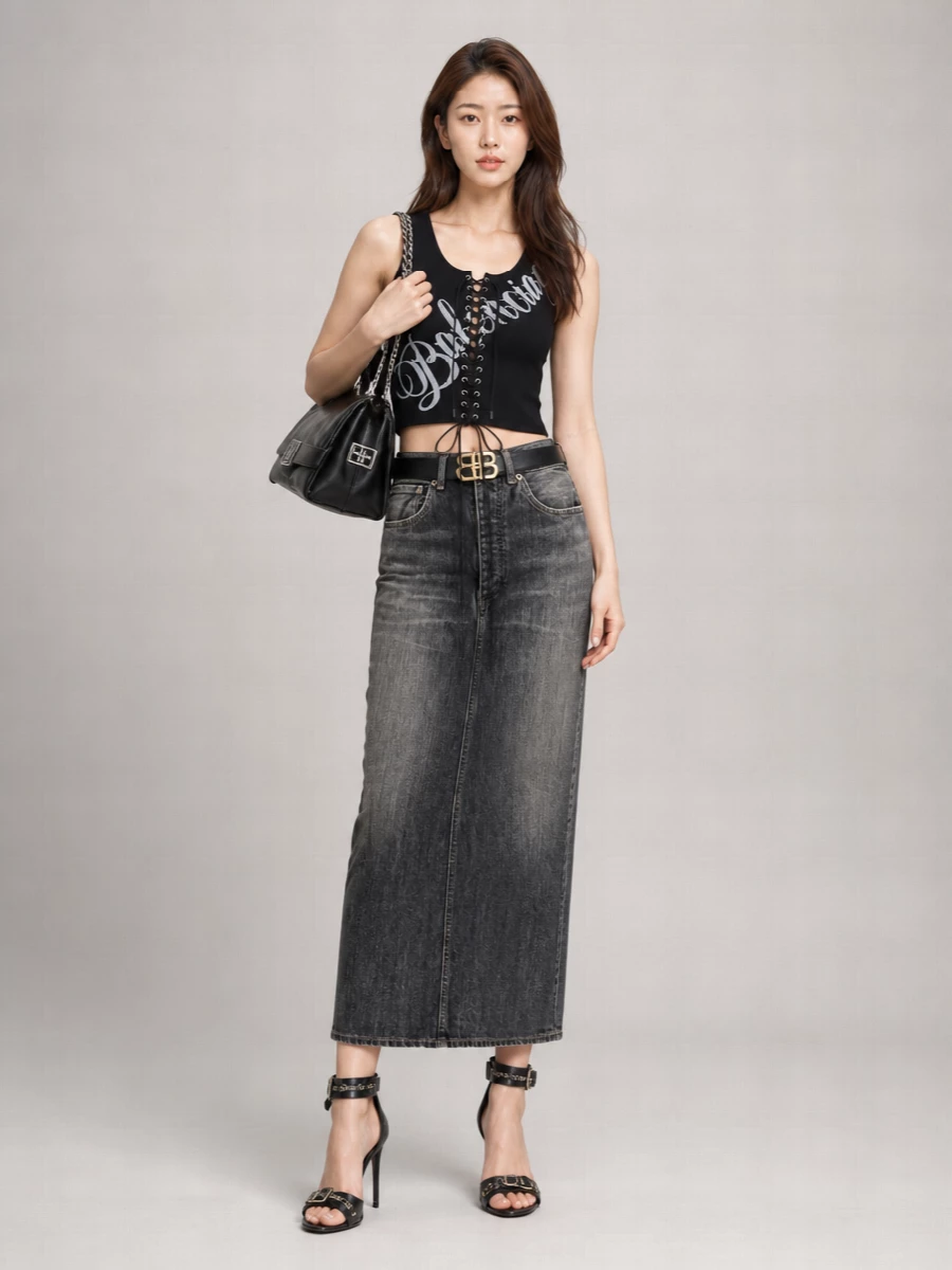 Balenciaga Ribbed Lace-Up Cotton Tank Top
